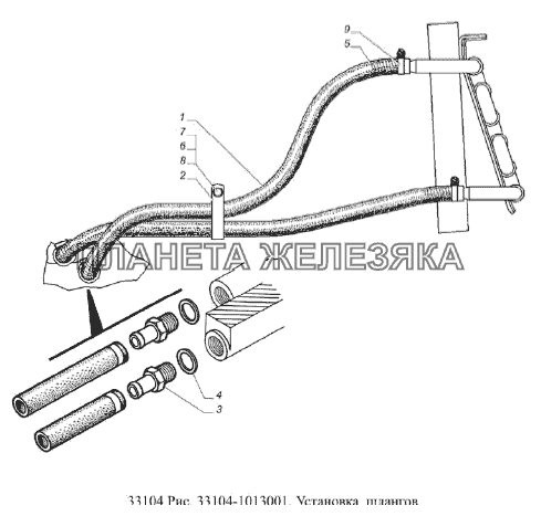 Установка шлангов ГАЗ-33104 Валдай Евро 3